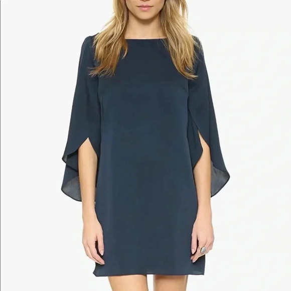 MILLY NEW YORK NWT Navy Blue Butterfly Sleeve Silk Mini Dress 8 - Picture 1 of 11